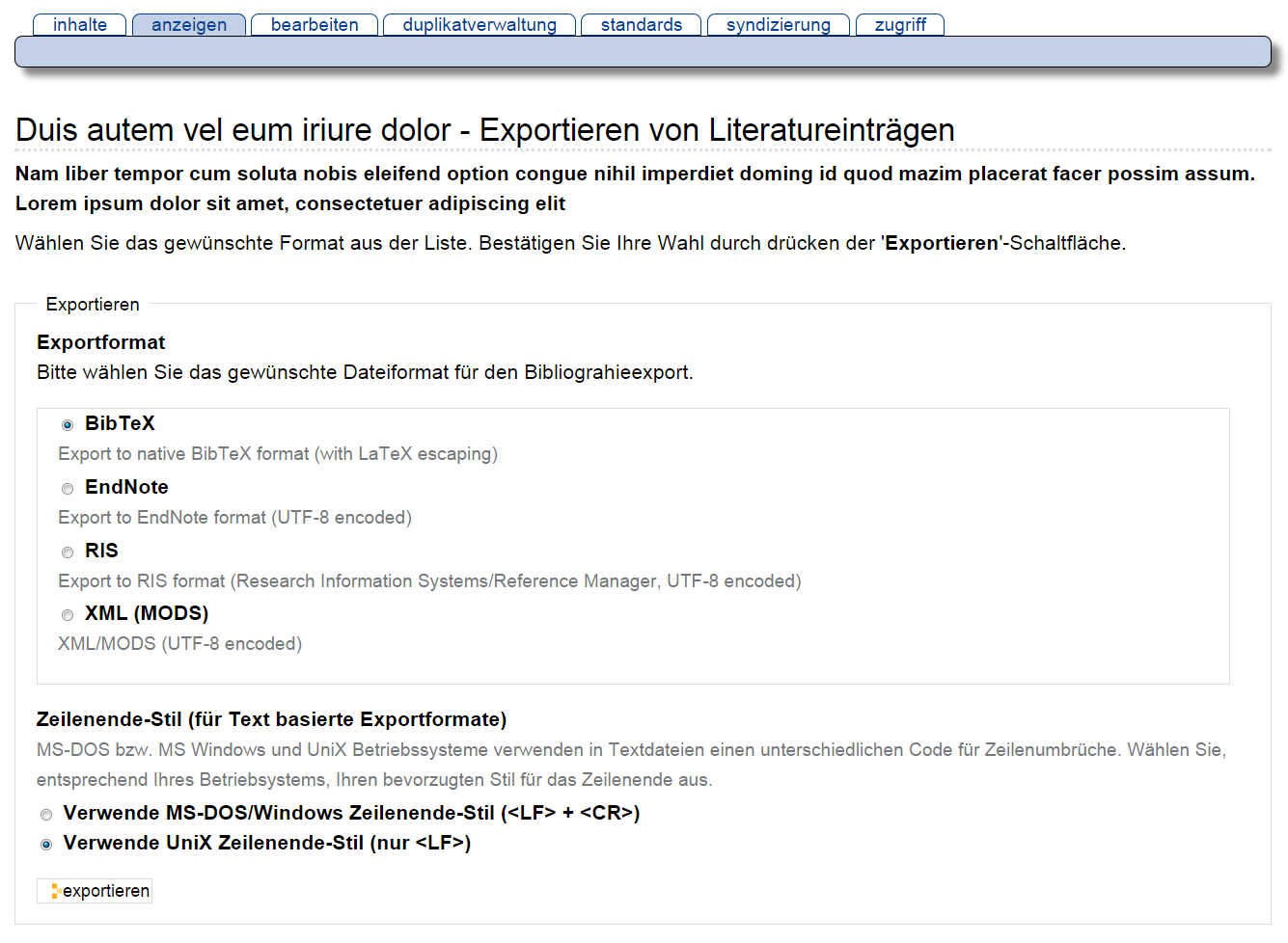 Bibliographie exportieren