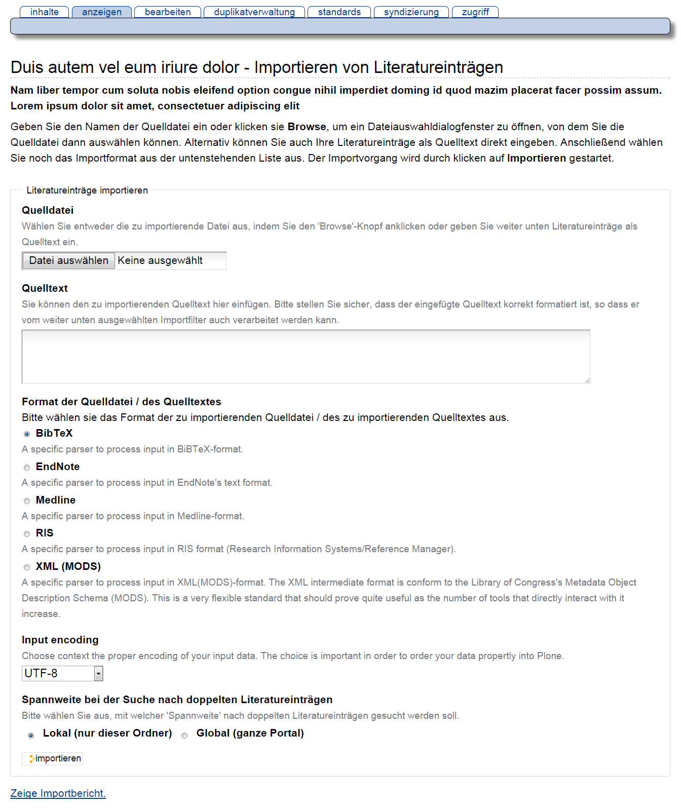 Bibliographie importieren