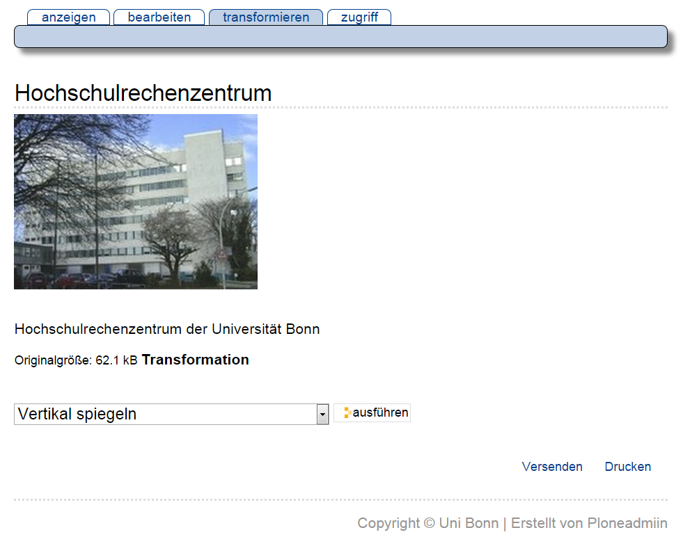 Transformationsansicht eines Bildes