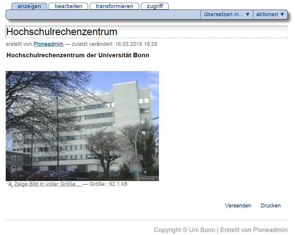 Screenshot der Anzeige eines Bildes