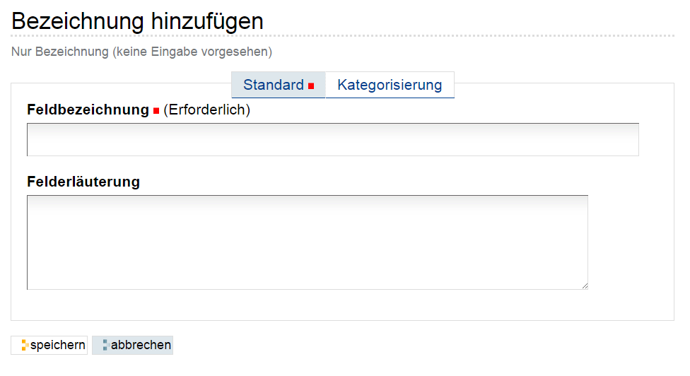Hinzufügeformular eines Titel-Feldes