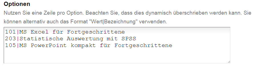 Schreibweise von Wert und Bezeichnung