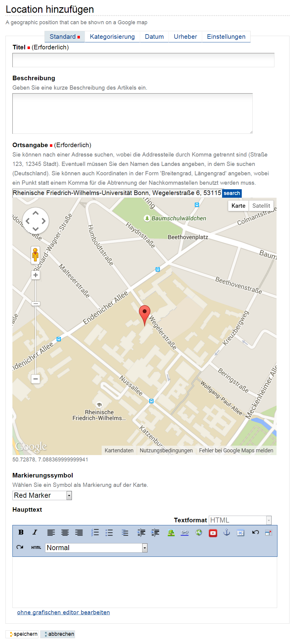 Goole Map einbinden