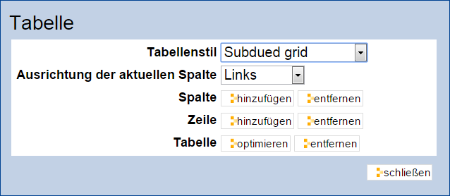 Mit Kupu eine Tabelle bearbeiten
