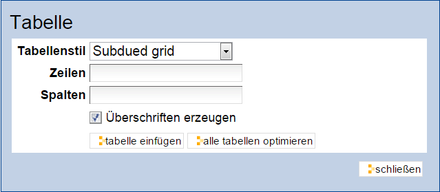 Mit Kupu eine Tabelle anlegen