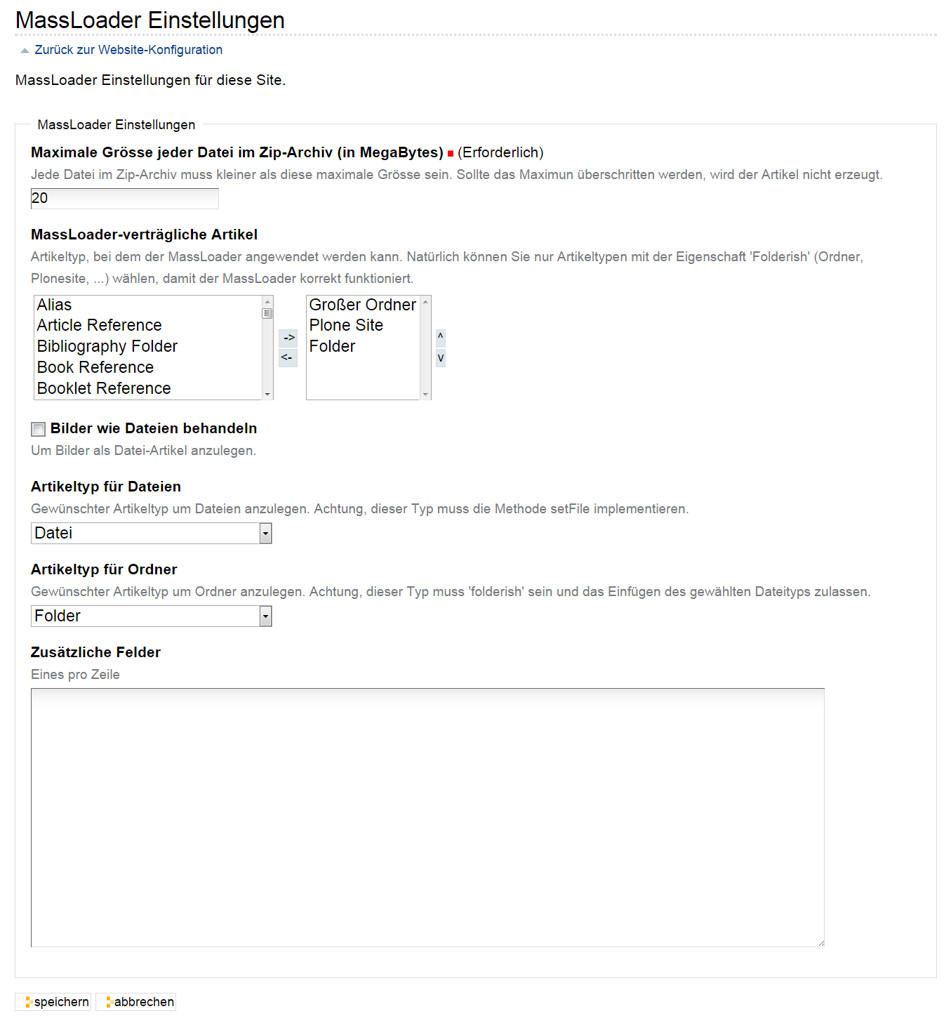 Konfiguration von MassLoader