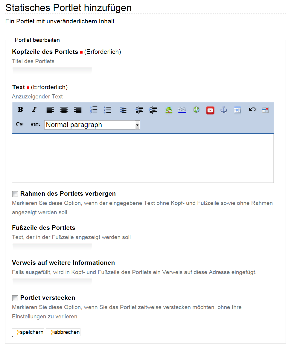 Das statische Portlet