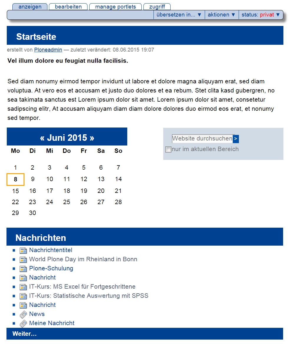 PortletPage anzeigen
