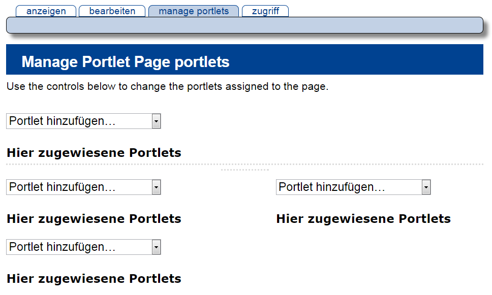 Portlets hinzufügen