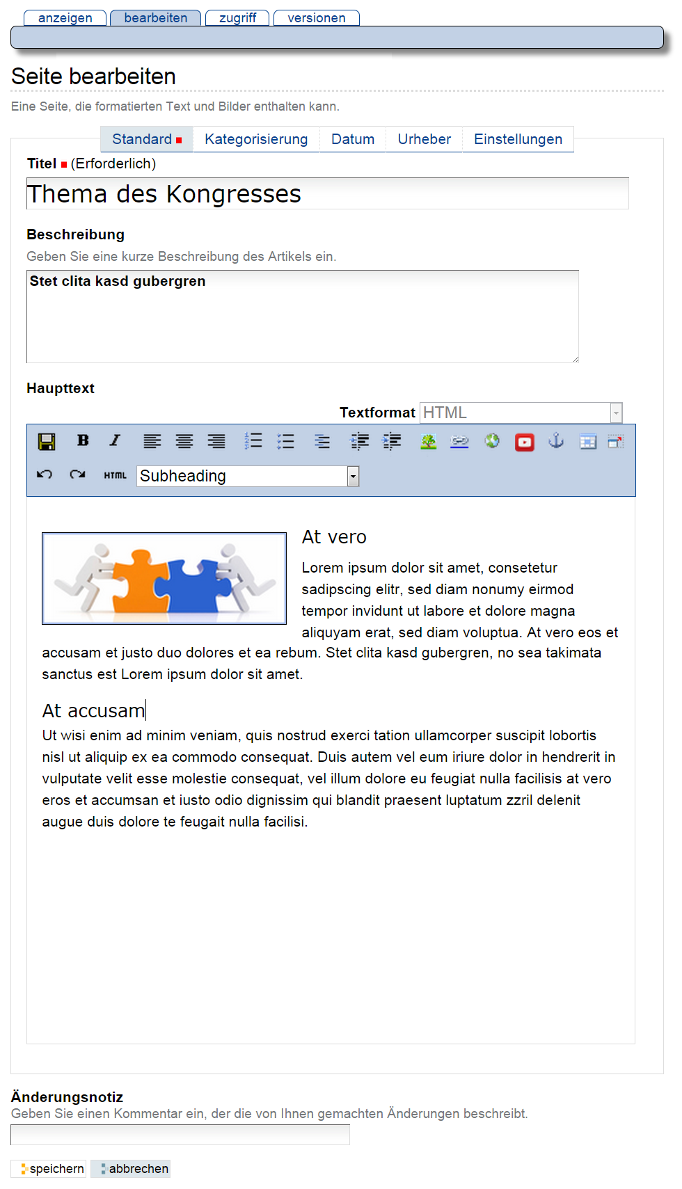 Das Teilformular Standard