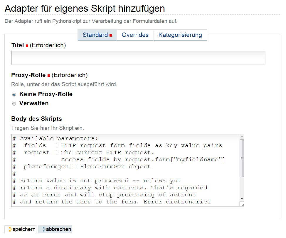 Skript-Adapter bei Dateiupload
