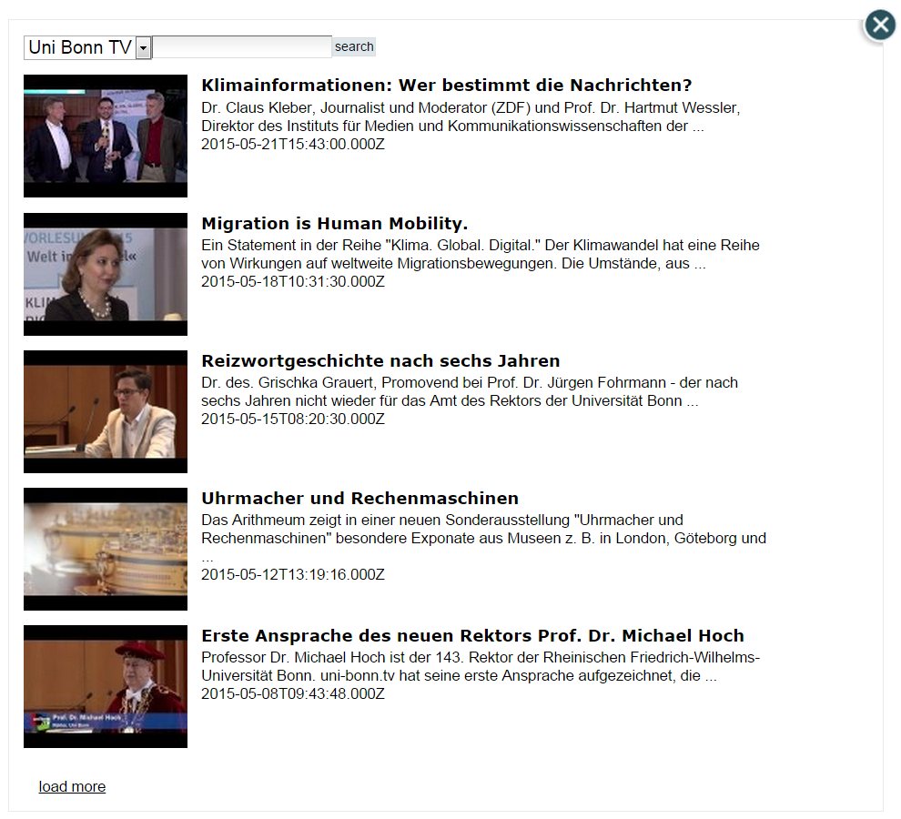 Youtube-Video Auswahlfenster